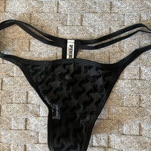 Victoria’s Secret Black Sheer Thong Size Large